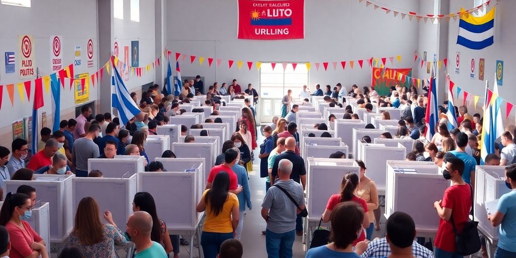 Voting scene at the general elections in Uruguay.