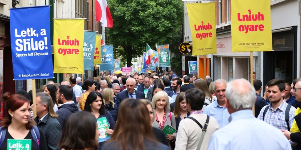 Scène de campagne électorale en Irlande.