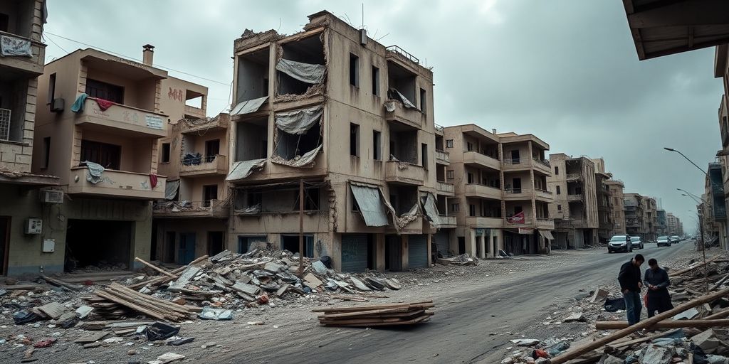 Destruction à Beyrouth après l'invasion israélienne de 2024.