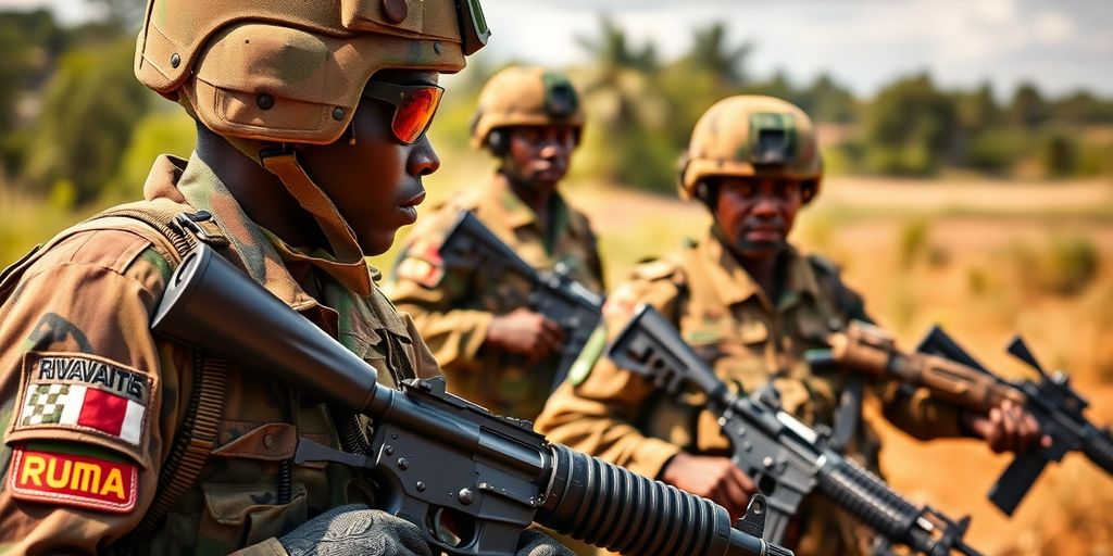 Rwandan soldiers training in Mozambique.