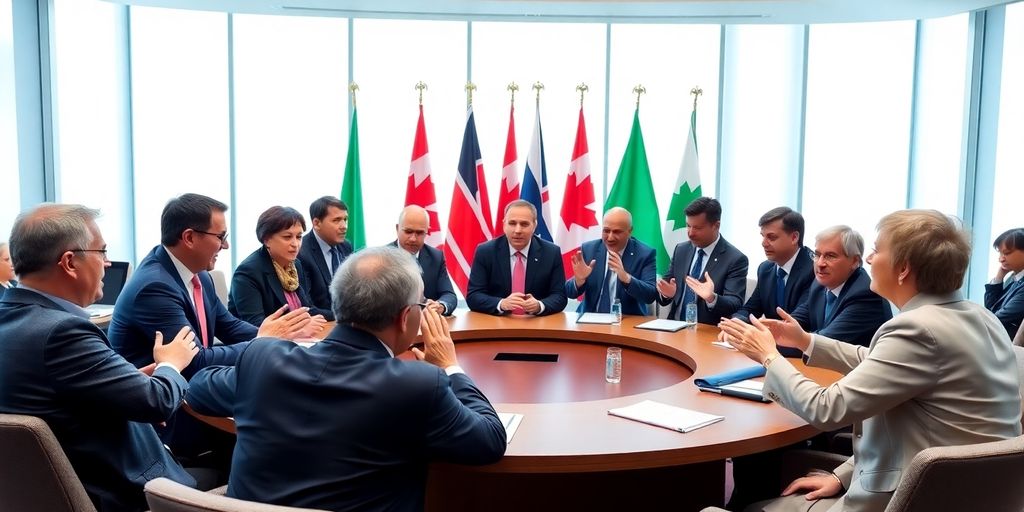 Groupe de politiciens en discussion dynamique.