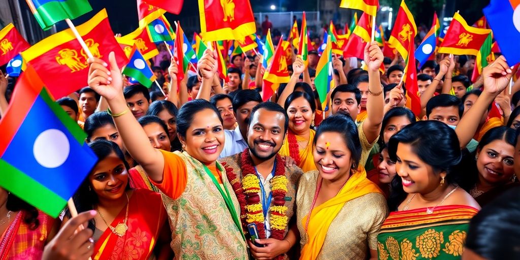 Célébration joyeuse de la victoire au Sri Lanka.